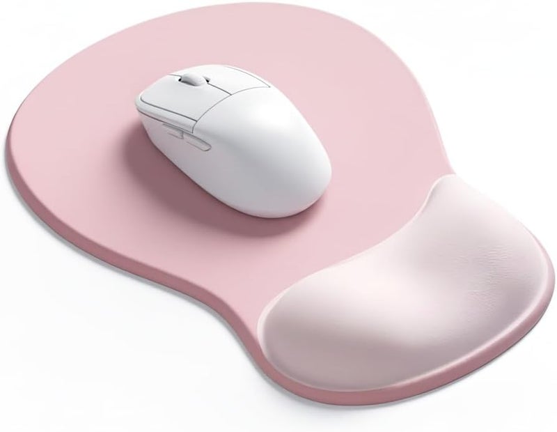 eulps Mouse Pad with Gel Wrist Rest, Ergonomic Comfortable Computer Wrist Support for Laptop, Pain Relief Mousepad with Non-Slip PU Base for Office & Home (Pink) - Image 1